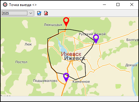 Файл:Точка выезда из города отмечена на карте.png